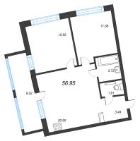 3 ккв (Евро) № 651 Корп.: 1 , Секция 3  в ЖК Аквилон РИВА