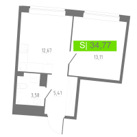 1 ккв № 17 Корп.: 2 , Секция 1  в ЖК Аквилон РИВА