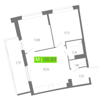 3 ккв (Евро) № 705 Корп.: 2 , Секция 3  в ЖК Аквилон РИВА