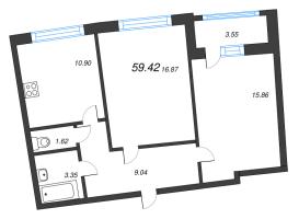 2 ккв № 291 Корп.: 1 , Секция 2  в ЖК Аквилон РИВА