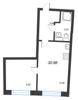 1 ккв № 707 Корп.: 1 , Секция 3  в ЖК Аквилон РИВА