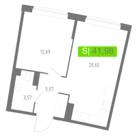 2 ккв (Евро) № 591 Корп.: 2 , Секция 3  в ЖК Аквилон РИВА