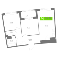 3 ккв (Евро) № 412 Корп.: 2 , Секция 2  в ЖК Аквилон РИВА