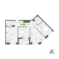 4 ккв (Евро) № 333 Корп.: 2 , Секция 5  в ЖК Аквилон РекаПарк