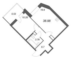 2 ккв (Евро) № 495 Корп.: 1 , Секция 6  в ЖК Аквилон RekaPark