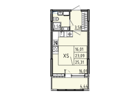 Студия № 15 Корп.: 1 , Секция 1  в ЖК Аквилон RekaPark