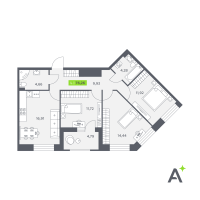 4 ккв (Евро) № 305 Корп.: 2 , Секция 5  в ЖК Аквилон РекаПарк