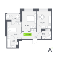 2 ккв № 98 Корп.: 2 , Секция 2  в ЖК Аквилон РекаПарк