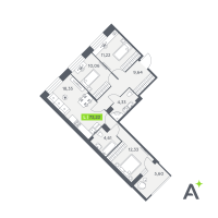 4 ккв (Евро) № 389 Корп.: 2 , Секция 6  в ЖК Аквилон РекаПарк