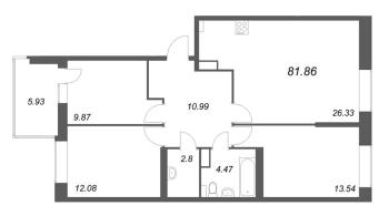 4 ккв (Евро) № 357 Корп.: 1 , Секция 4  в ЖК Аквилон РекаПарк
