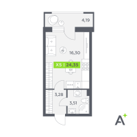 Студия № 511 Корп.: 2 , Секция 8  в ЖК Аквилон РекаПарк