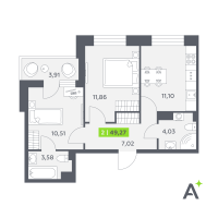 2 ккв № 147 Корп.: 2 , Секция 3  в ЖК Аквилон РекаПарк