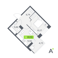 1 ккв № 373 Корп.: 2 , Секция 6  в ЖК Аквилон РекаПарк