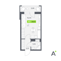 Студия № 742 Корп.: 2 , Секция 11  в ЖК Аквилон РекаПарк