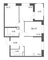 4 ккв (Евро) № 356 Корп.: 1 , Секция 4  в ЖК Аквилон RekaPark