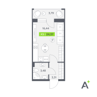 Студия № 733 Корп.: 2 , Секция 11  в ЖК Аквилон РекаПарк