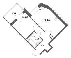 2 ккв (Евро) № 446 Корп.: 1 , Секция 6  в ЖК Аквилон RekaPark