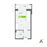 Студия № 735 Корп.: 2 , Секция 11  в ЖК Аквилон РекаПарк