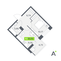 1 ккв № 366 Корп.: 2 , Секция 6  в ЖК Аквилон РекаПарк