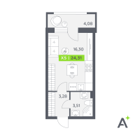 Студия № 415 Корп.: 2 , Секция 7  в ЖК Аквилон РекаПарк