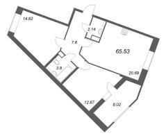 3 ккв (Евро) № 409 Корп.: 1 , Секция 5  в ЖК Аквилон RekaPark