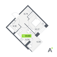 1 ккв № 359 Корп.: 2 , Секция 6  в ЖК Аквилон РекаПарк