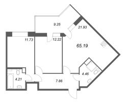 3 ккв (Евро) № 466 Корп.: 1 , Секция 6  в ЖК Аквилон РекаПарк