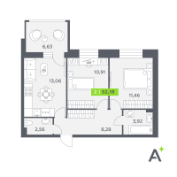 2 ккв № 513 Корп.: 2 , Секция 8  в ЖК Аквилон РекаПарк