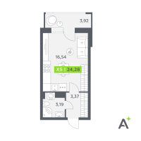 Студия № 524 Корп.: 2 , Секция 8  в ЖК Аквилон РекаПарк