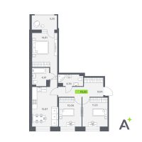 4 ккв (Евро) № 327 Корп.: 2 , Секция 5  в ЖК Аквилон РекаПарк