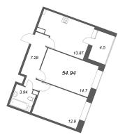2 ккв № 401 Корп.: 1 , Секция 5  в ЖК Аквилон RekaPark