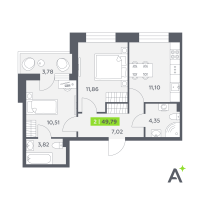 2 ккв № 129 Корп.: 2 , Секция 3  в ЖК Аквилон РекаПарк