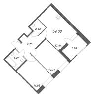 3 ккв (Евро) № 447 Корп.: 1 , Секция 6  в ЖК Аквилон RekaPark