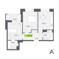 2 ккв № 82 Корп.: 2 , Секция 2  в ЖК Аквилон РекаПарк