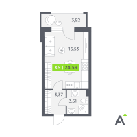 Студия № 509 Корп.: 2 , Секция 8  в ЖК Аквилон РекаПарк