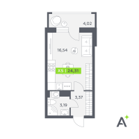 Студия № 428 Корп.: 2 , Секция 7  в ЖК Аквилон РекаПарк