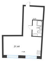 Студия № 317 Корп.: 1 , Секция 2  в ЖК Аквилон Riva