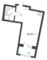 Студия № 599 Корп.: 1 , Секция 3  в ЖК Аквилон Riva