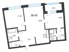 3 ккв (Евро) № 141 Корп.: 1 , Секция 1  в ЖК Аквилон Riva