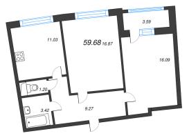 2 ккв № 371 Корп.: 1 , Секция 2  в ЖК Аквилон Riva