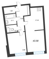 2 ккв (Евро) № 47 Корп.: 1 , Секция 1  в ЖК Аквилон Riva