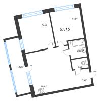 3 ккв (Евро) № 561 Корп.: 1 , Секция 3  в ЖК Аквилон Riva