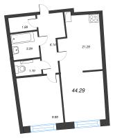 2 ккв (Евро) № 589 Корп.: 1 , Секция 3  в ЖК Аквилон Riva