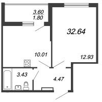 1 ккв № 336 Корп.: 3 Уч. 1 , Секция 2  в ЖК Аквилон SKY