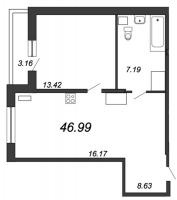 2 ккв (Евро) № 315 Корп.: 1 Уч. 1 , Секция 1  в ЖК Аквилон SKY