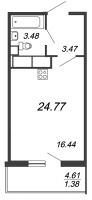 Студия № 638 Корп.: 3 Уч. 1 , Секция 2  в ЖК Аквилон SKY