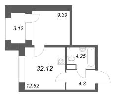 1 ккв № 526 Корп.: 1 , Секция 7  в ЖК Аквилон Солар Парк
