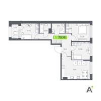 4 ккв (Евро) № 437 Корп.: 1 , Секция 7  в ЖК Аквилон Солар Парк