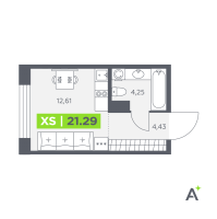 Студия № 454 Корп.: 1 , Секция 7  в ЖК Аквилон Солар Парк