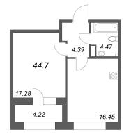 2 ккв (Евро) № 127 Корп.: 1 , Секция 2  в ЖК Аквилон Солар Парк